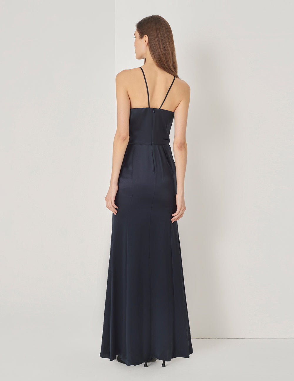 MARYLING Dark Blue Strapless Fishtail Slit Dress
