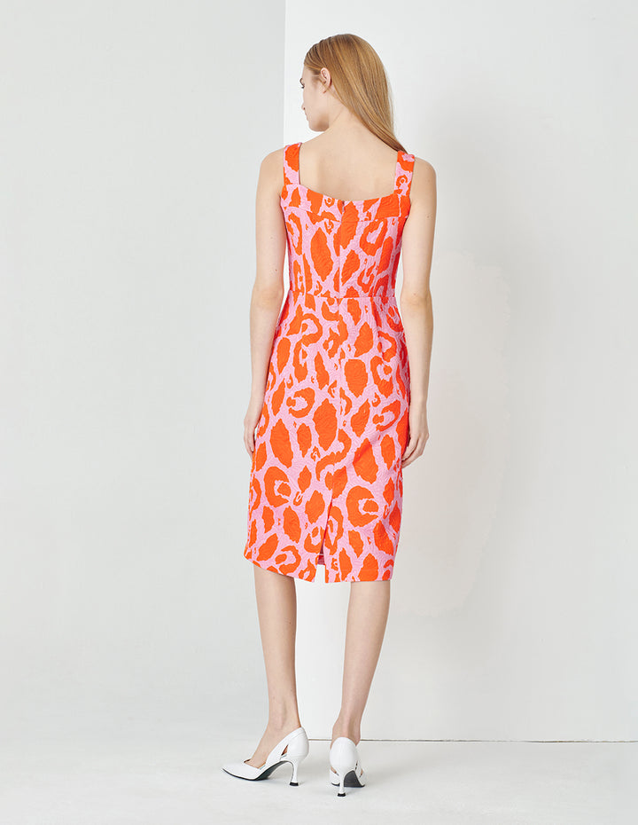 MARYLING Sling Straight Slit Jacquard Dress