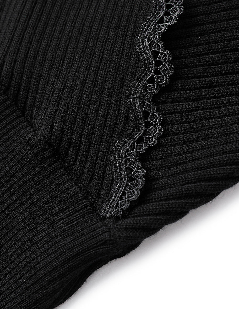 MARYLING Crossover V-Neck Paneled Lace-Trimmed Knitted Pullover