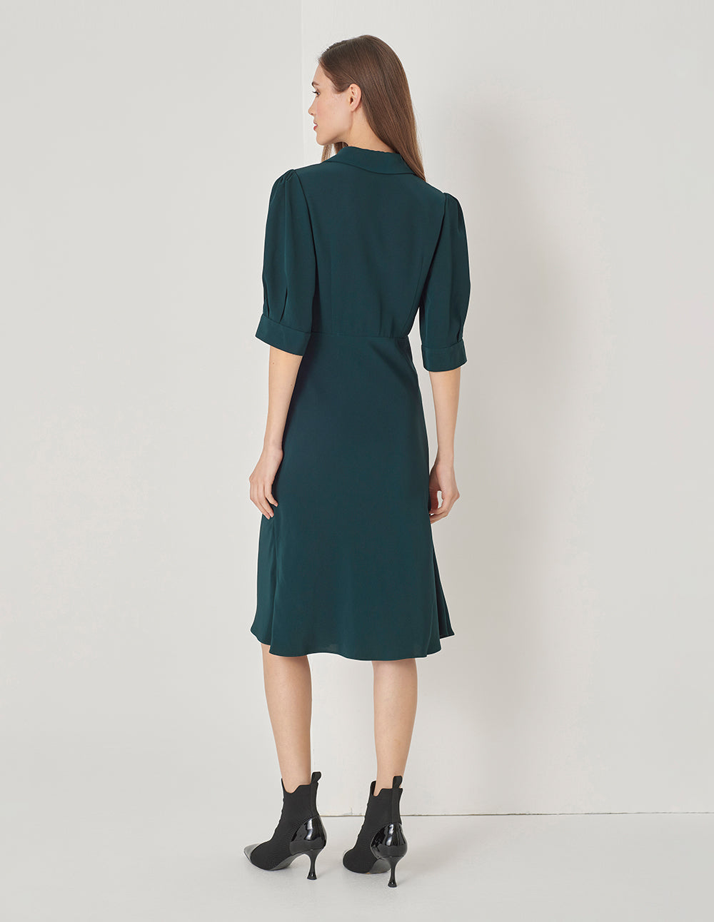 MARYLING Dark Green Shirt Tie Mermaid Dress