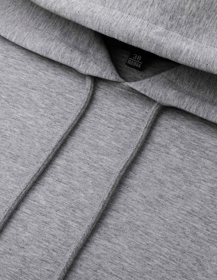 MARYLING Gray Logo Patchwork Short Hooded Sweatshirt