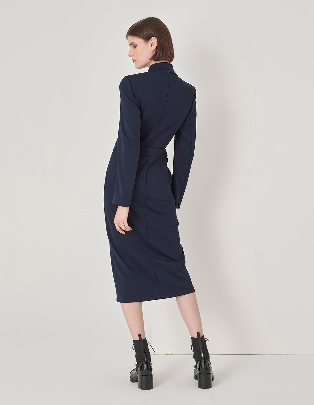 MARYLING Peak Lapel Knitted Suit Dress