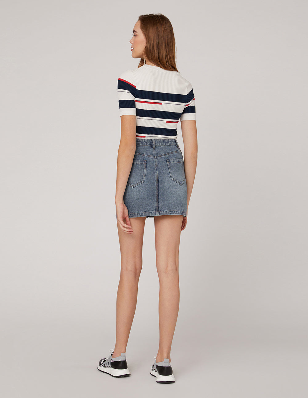 MARYLING Metal buttons  front jeans skirt