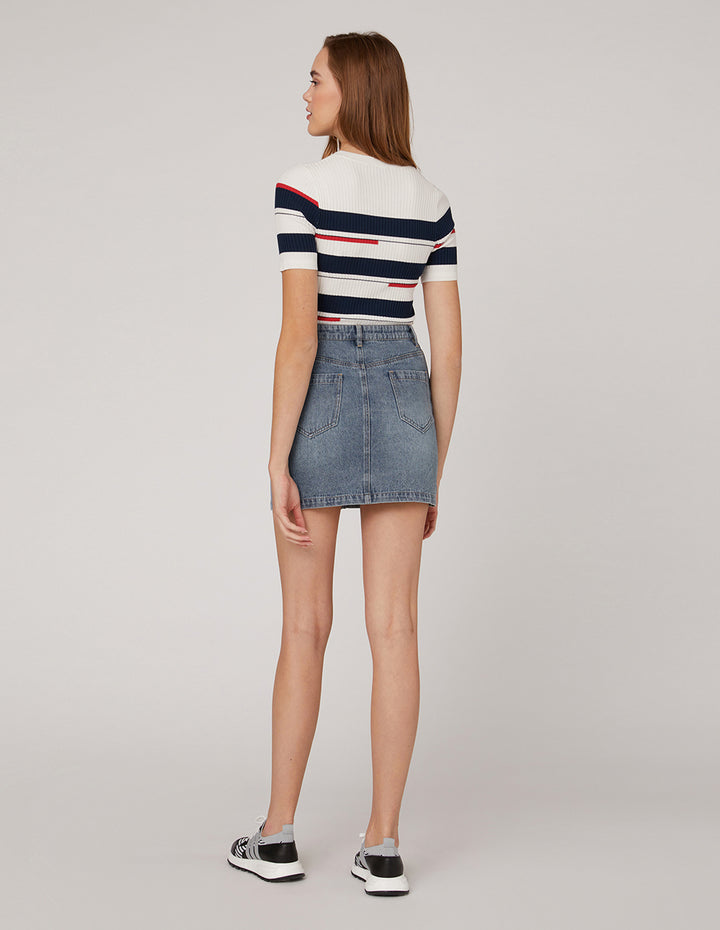 MARYLING Metal buttons  front jeans skirt