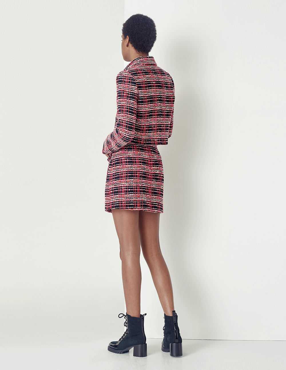 MARYLING black and pink check tweed A skirt