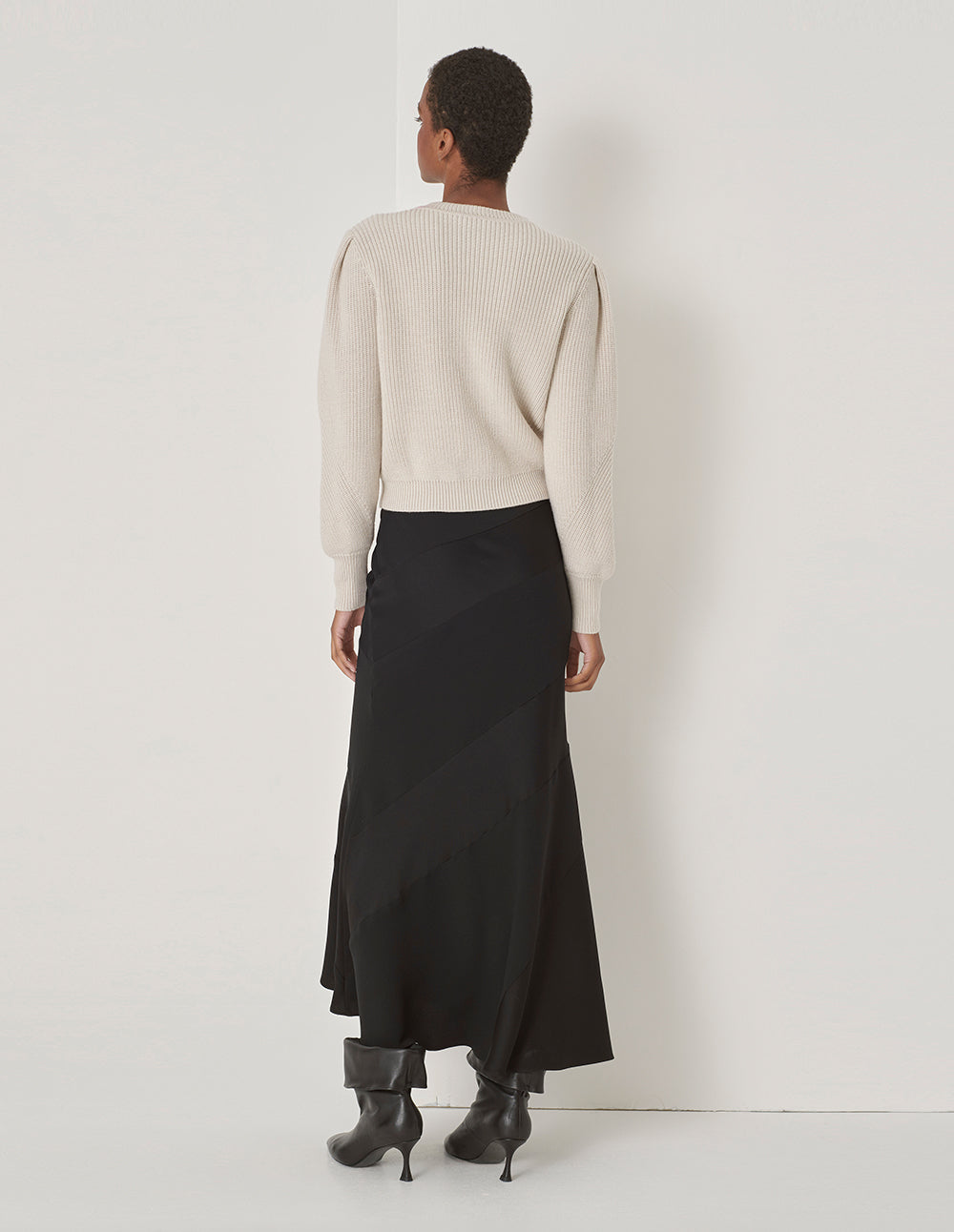 MARYLING Black Patchwork Fishtail Skirt