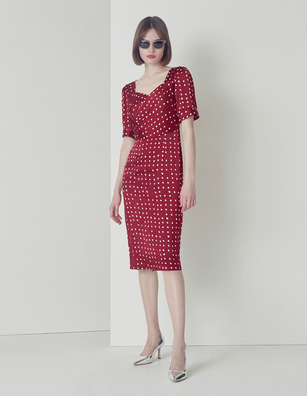 MARYLING V-Neck Polka Dots Print Dress