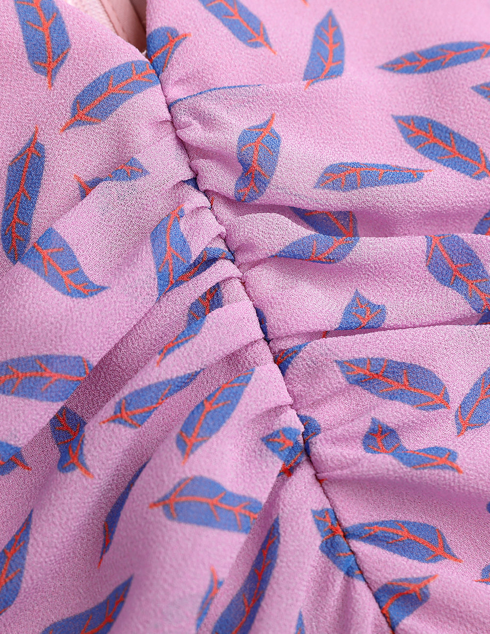 MARYLING Fantasy Pink Jungle Puff Sleeve V-Neck Dress