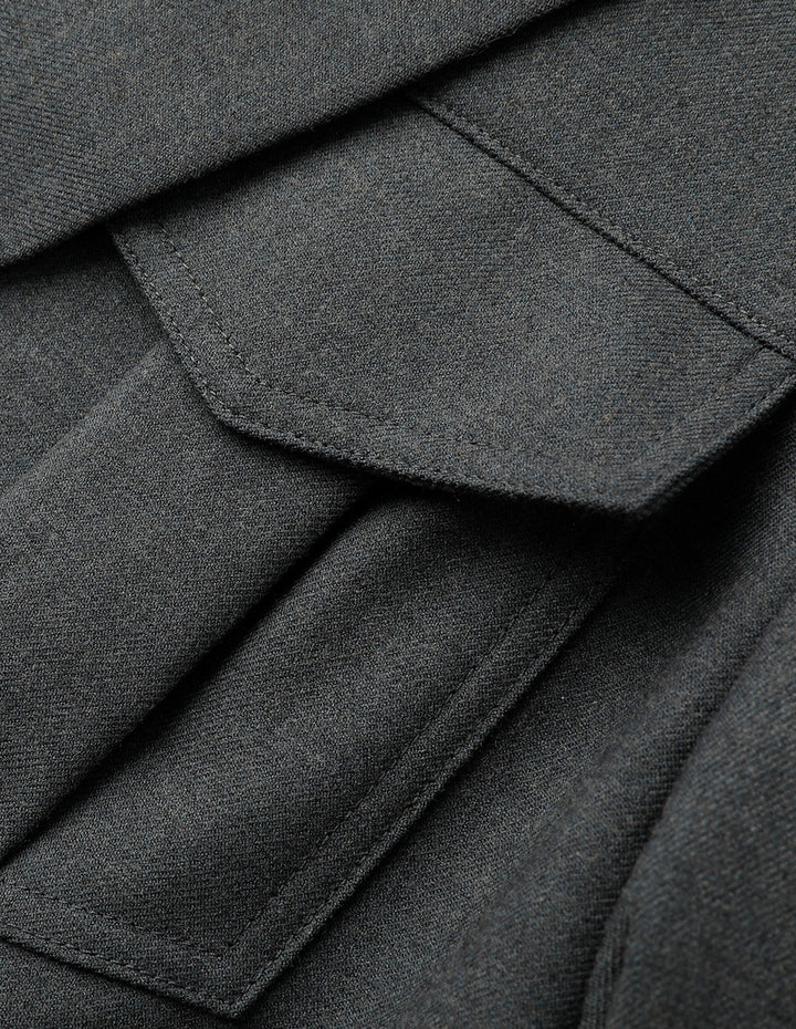 MARYLING Grey Blue Hem Curved Design Retro Blazer