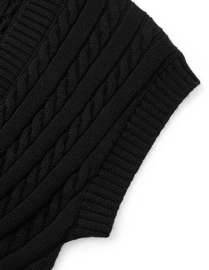 Maryling Black V-Neck Knot Waist Vest