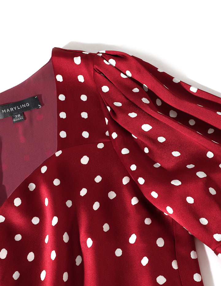 MARYLING V-Neck Polka Dots Print Dress
