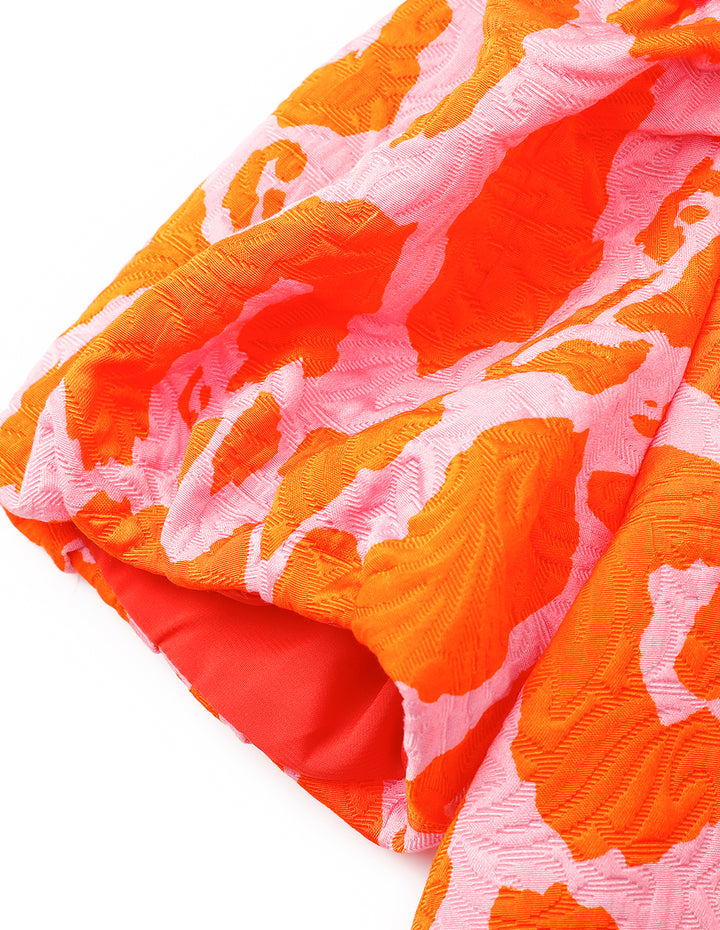 MARYLING Summer Flower Sea Puff Sleeve Short Jacquard Jacket