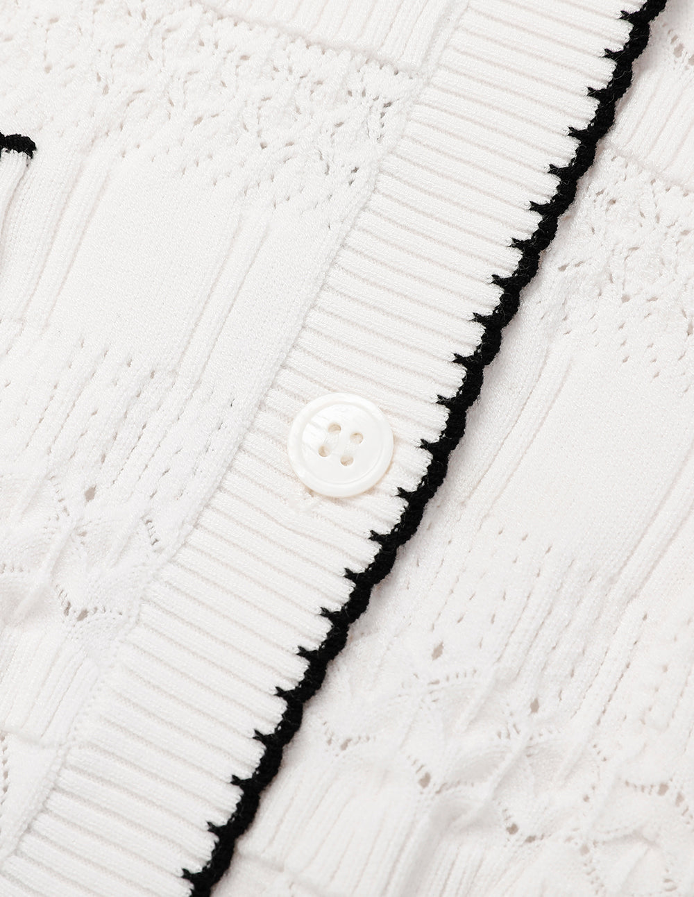 MARYLING Black and white contrast V-neck knitted cardigan