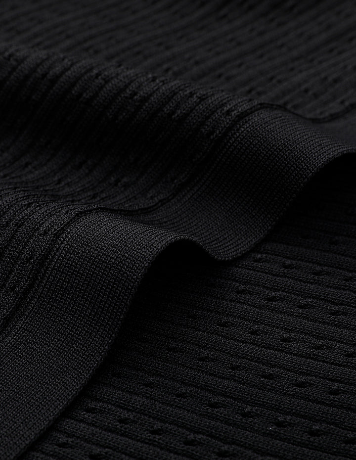 MARYLING Black Lapel Knit Sweater