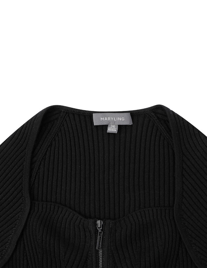 Maryling Black Slim Fit Knitted Dress