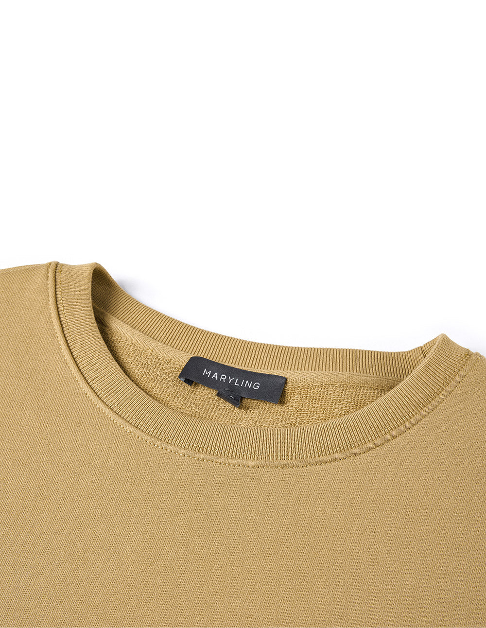 Maryling Beige Loose Design M Badge Sweater