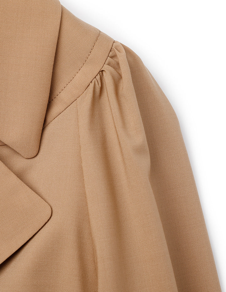 MARYLING Sand Yellow Hem Drawstring Cropped Trench Coat