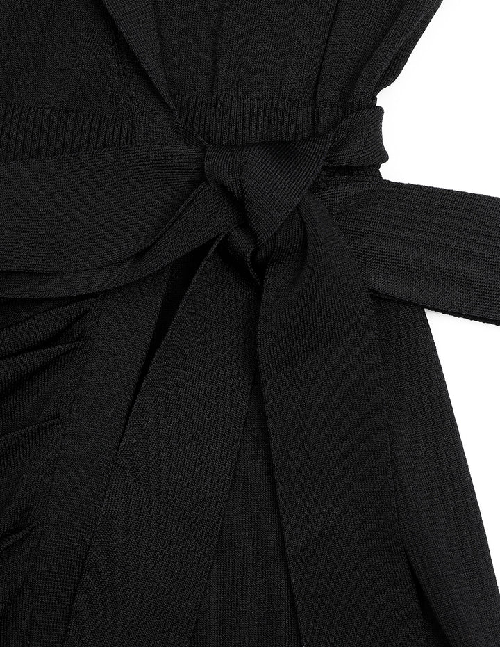 MARYLING Black Suit Collar Knitted Dress