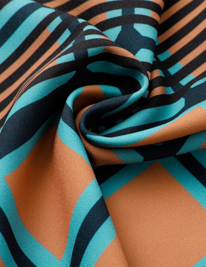 MARYLING Art Cube V Neck Knit Woven Dress