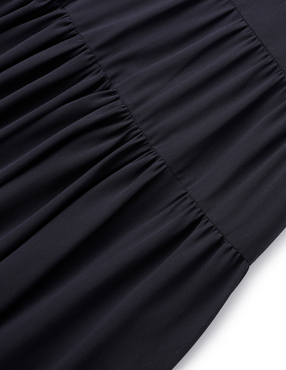 MARYLING Dark Blue One Shoulder Puff Sleeve Georgette Dress