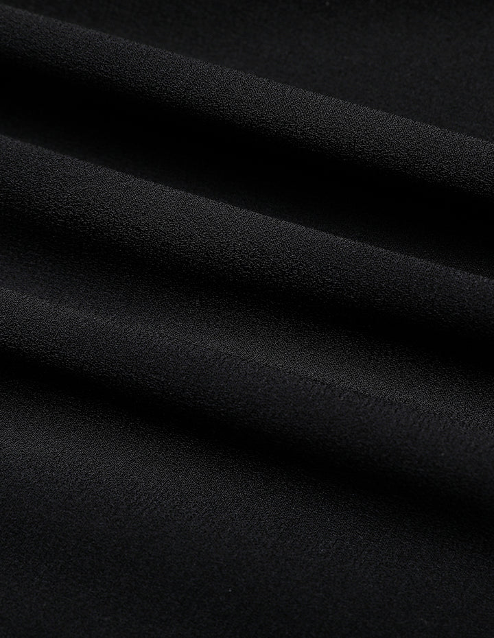 MARYLING Black Small V-Neck Puff Sleeve Short Top