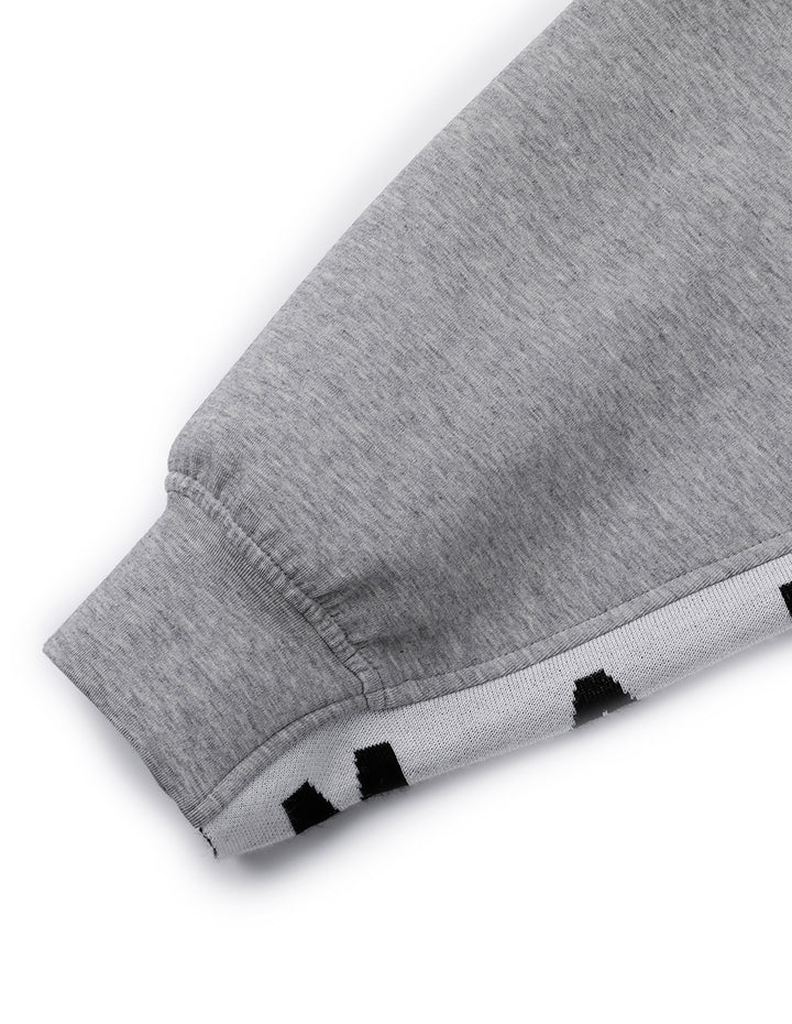 MARYLING Gray Logo Patchwork Short Hooded Sweatshirt