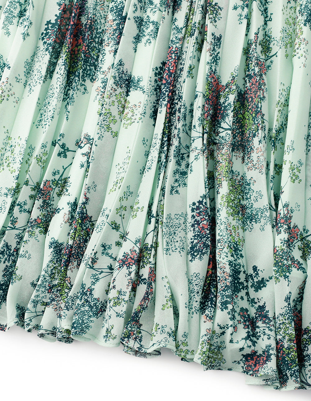 MARYLING Light Green Summer Jungle V-Neck Crossed Pleated Off-Shoulder Printed Dress