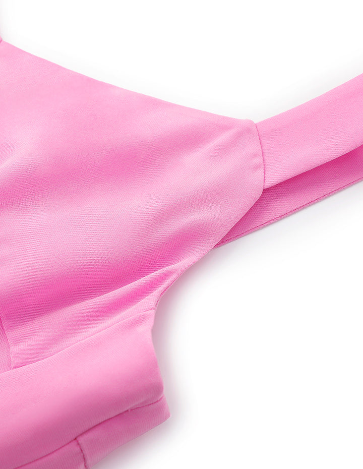 MARYLING Peach Pink V-Neck Crossover Detail Tank Top