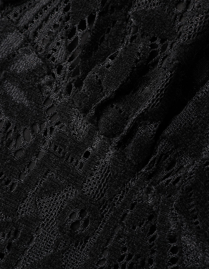 MARYLING Black V-Neck Fitted Lace Bouse