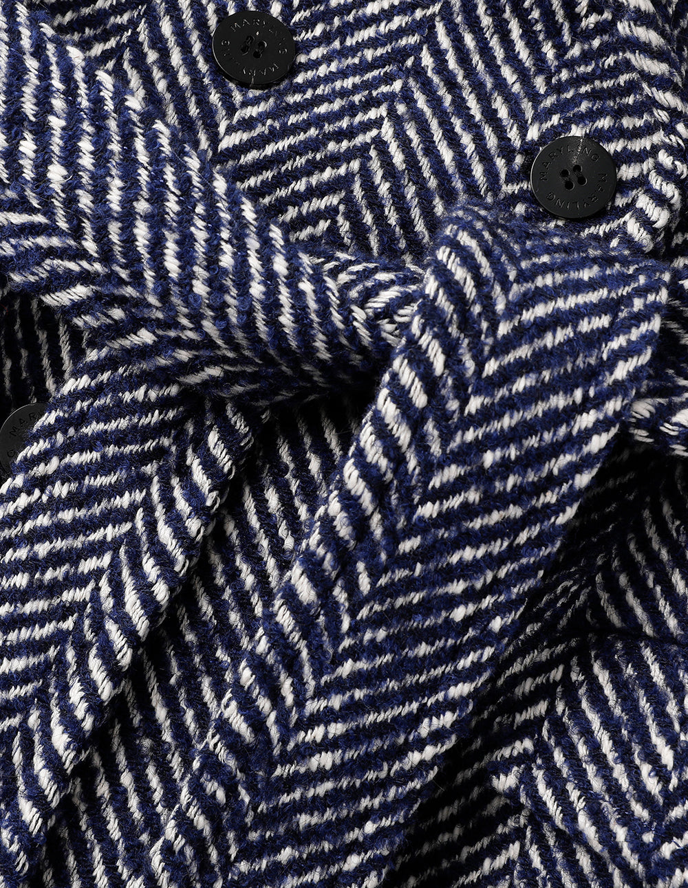 MARYLING Blue And White Patterned Lapel Double-Breasted Coat