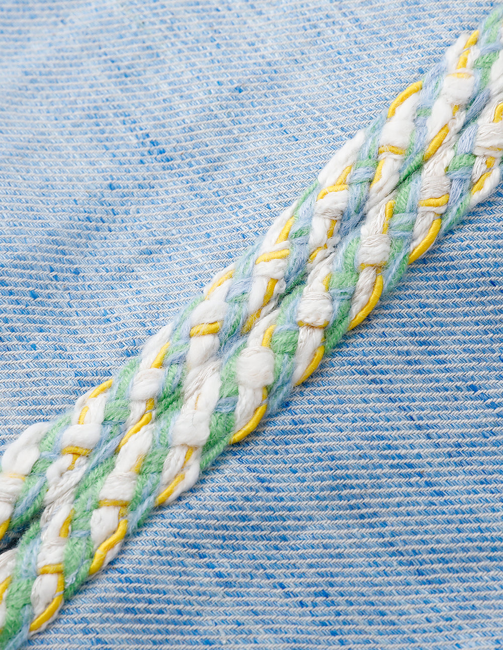 MARYLING Denim Blue Colourful Lace Metal Buckle Shorts