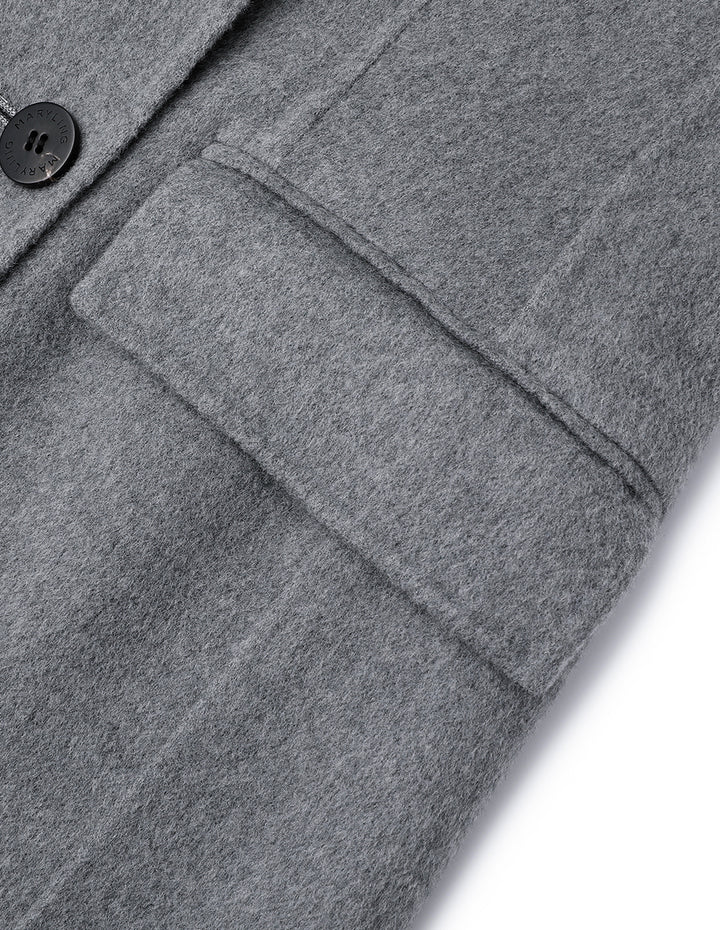 MARYLING Gray Suit Collar Double-Sided Woolen Long Coat