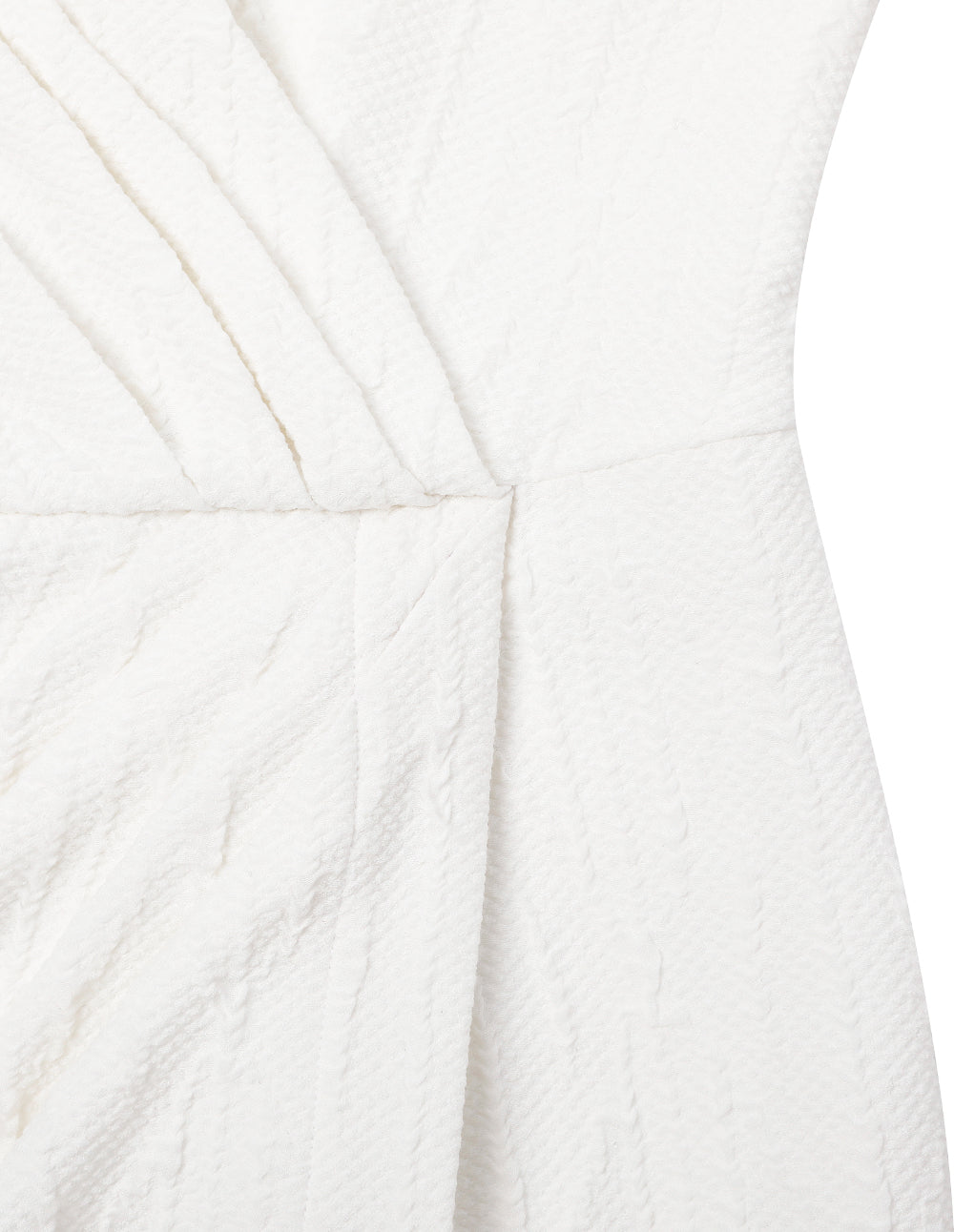 MARYLING Ivory White Square Neck Bubble Sleeve Jacquard Straight Dress