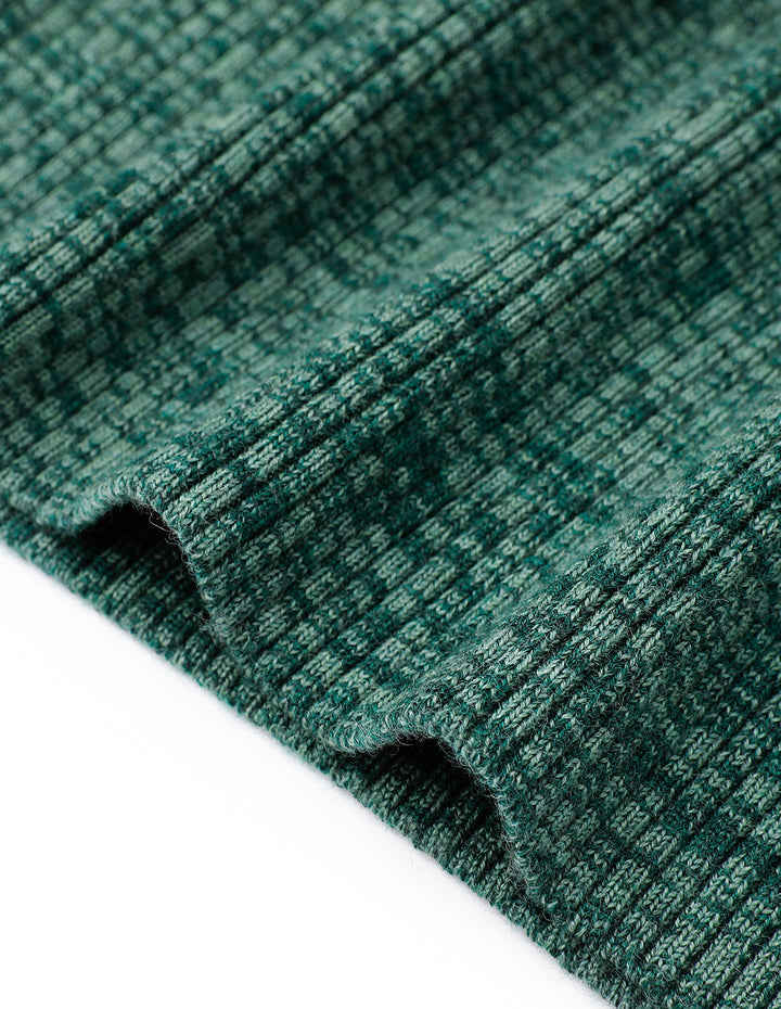 MARYLING Round-Neck Long-Sleeve Slim-Fit Ribbing Pure Green Knitted Pullover