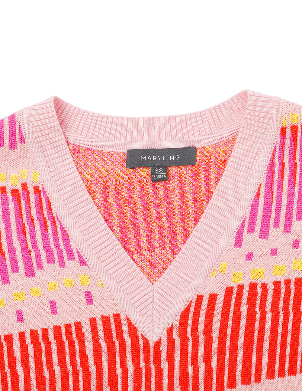 MARYLING  Strawberry Cream V-Neck Knitted Pullover