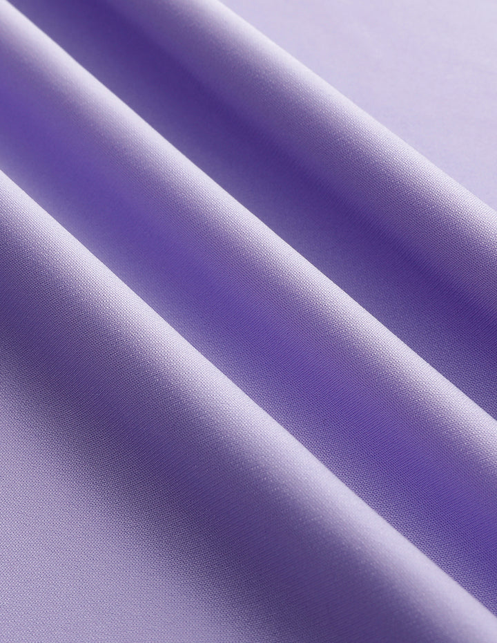 MARYLING Taro Purple Small Shoulder Strap Shirred Short-Sleeved Dress