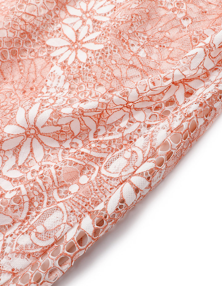 MARYLING Pink One-Line Neckline Fishtail Lace Dress