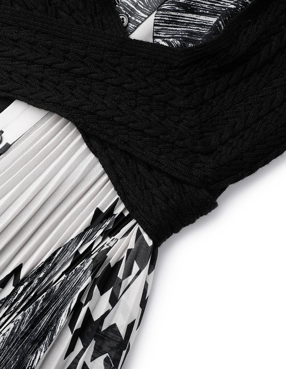 MARYLING Black And White Collage Print Shirt Dress