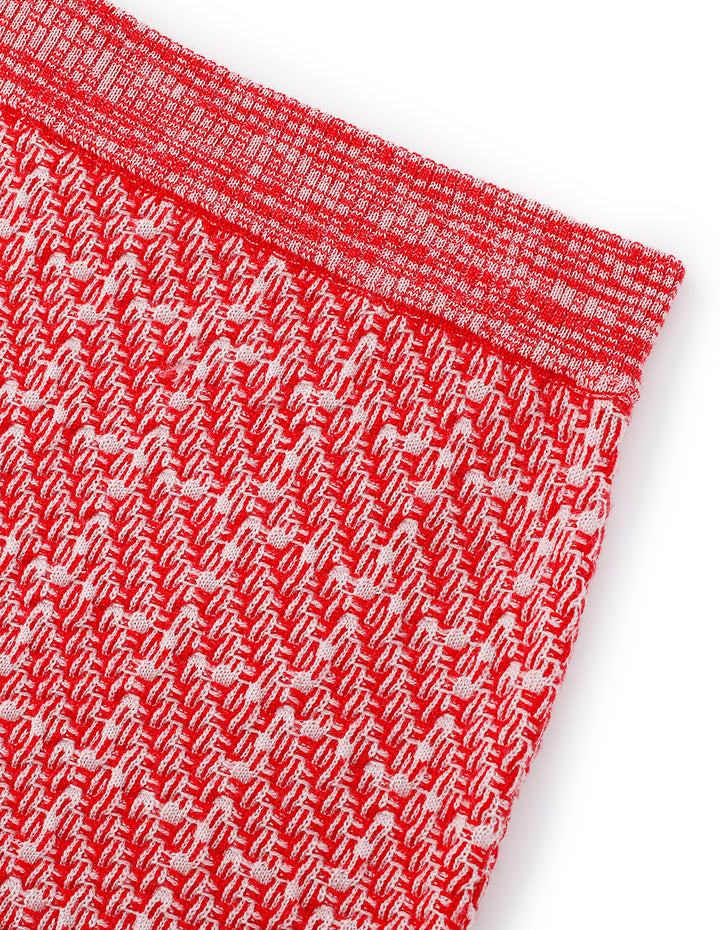 MARYLING Sweet Pink Plaid Knitted Skirt