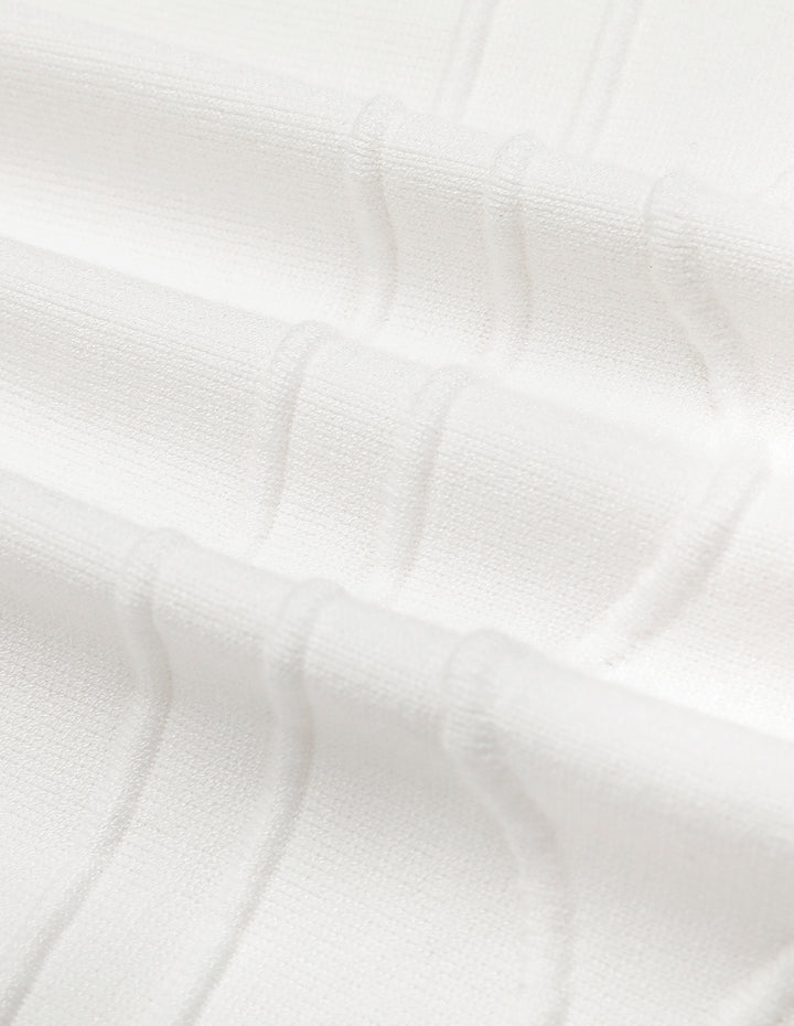 MARYLING White V-Neck Knitted Cardigan