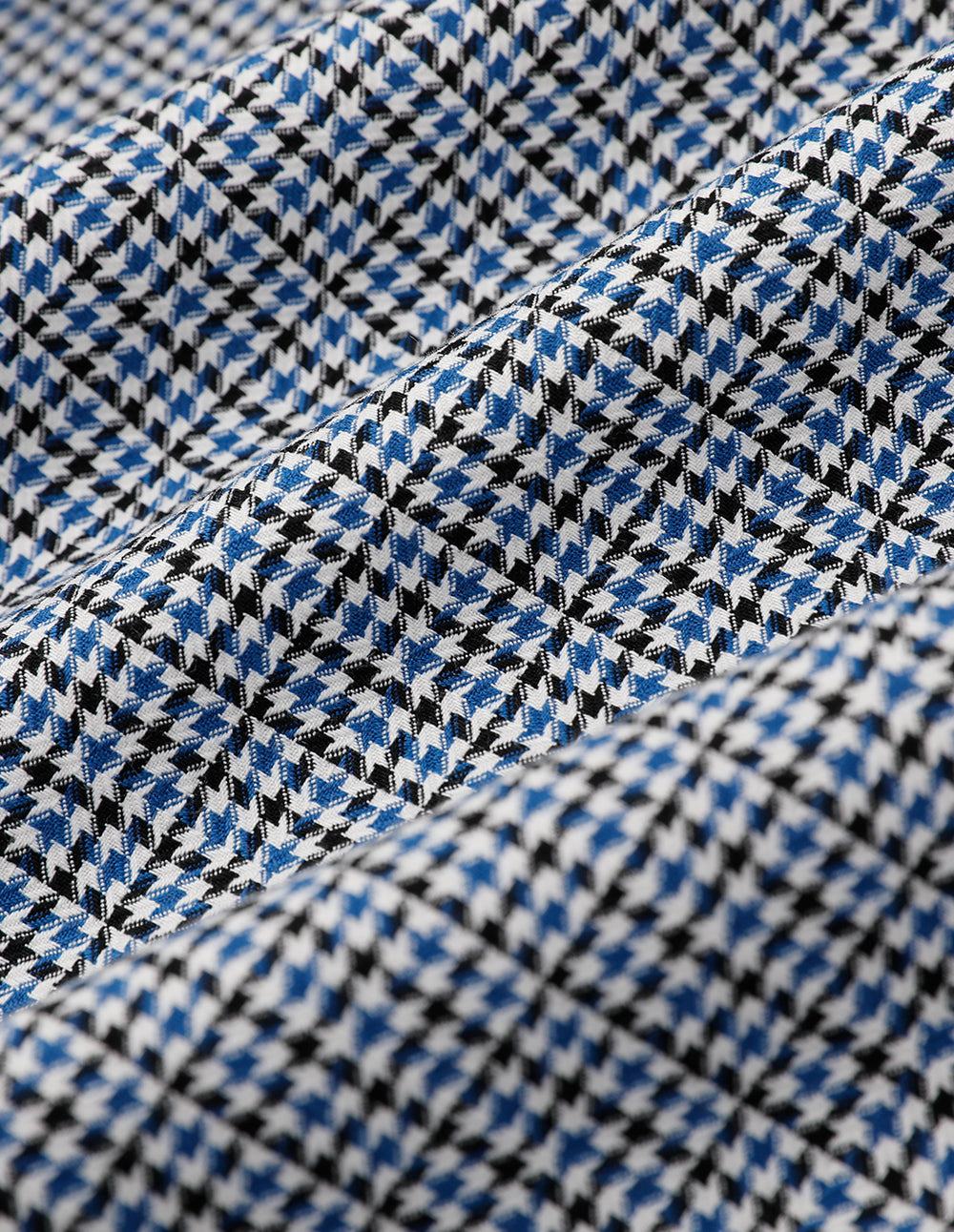 MARYLING Blue And White Checkered Back Hollow Bell-Shaped Sleeve Suit Dress