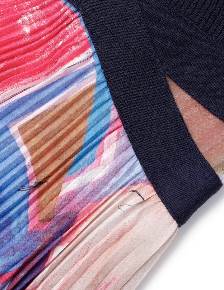 MARYLING Chiffon Print Pleated Dress