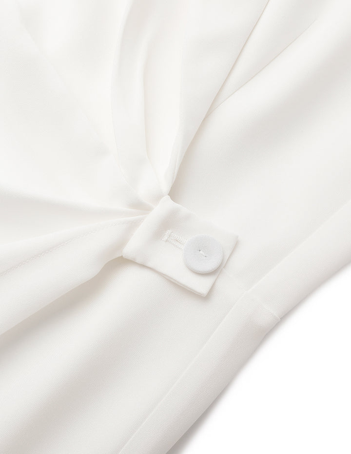 MARYLING White Suit Waist Pleated Dress