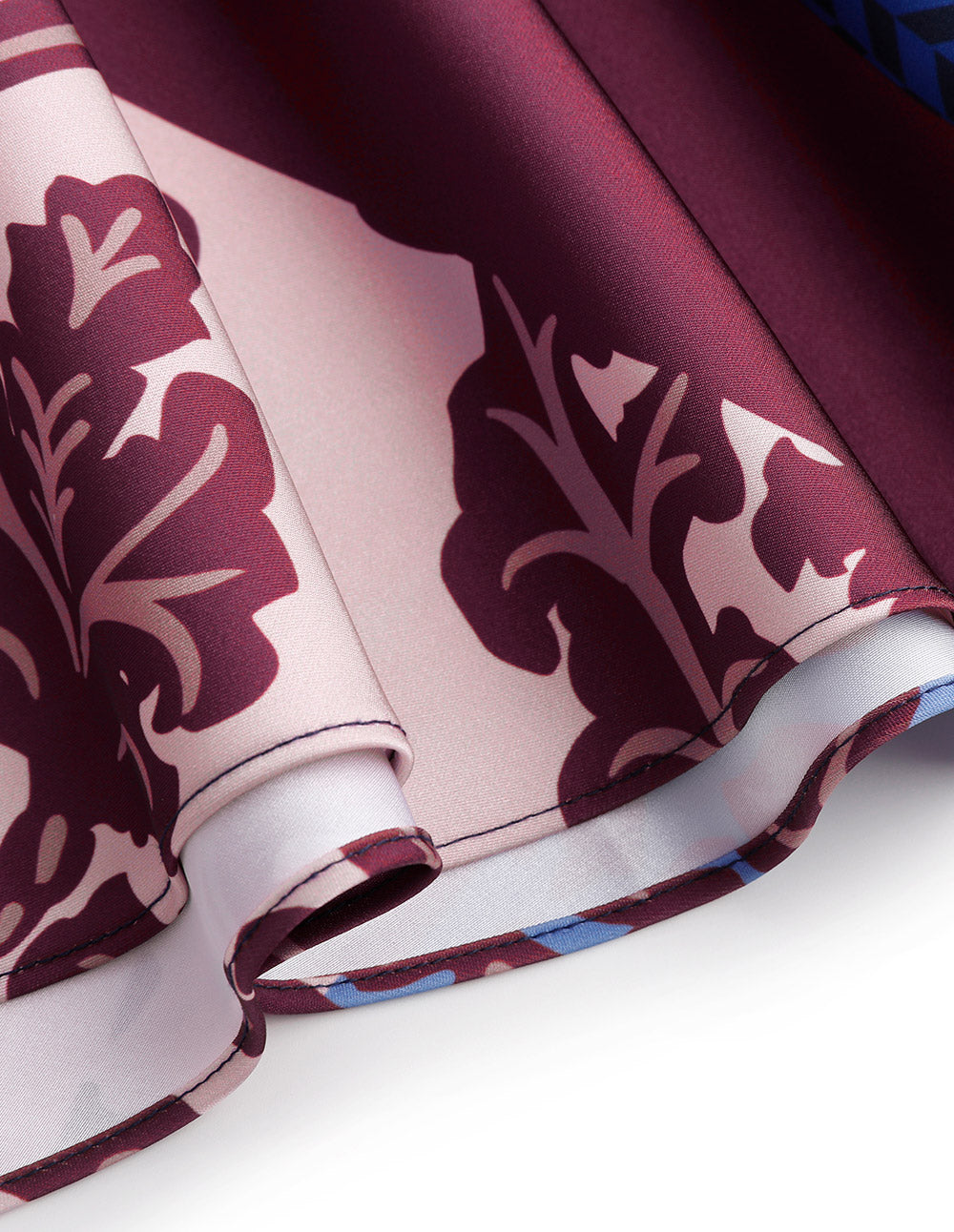 MARYLING Deep sea red flower V-neck knitted print dress