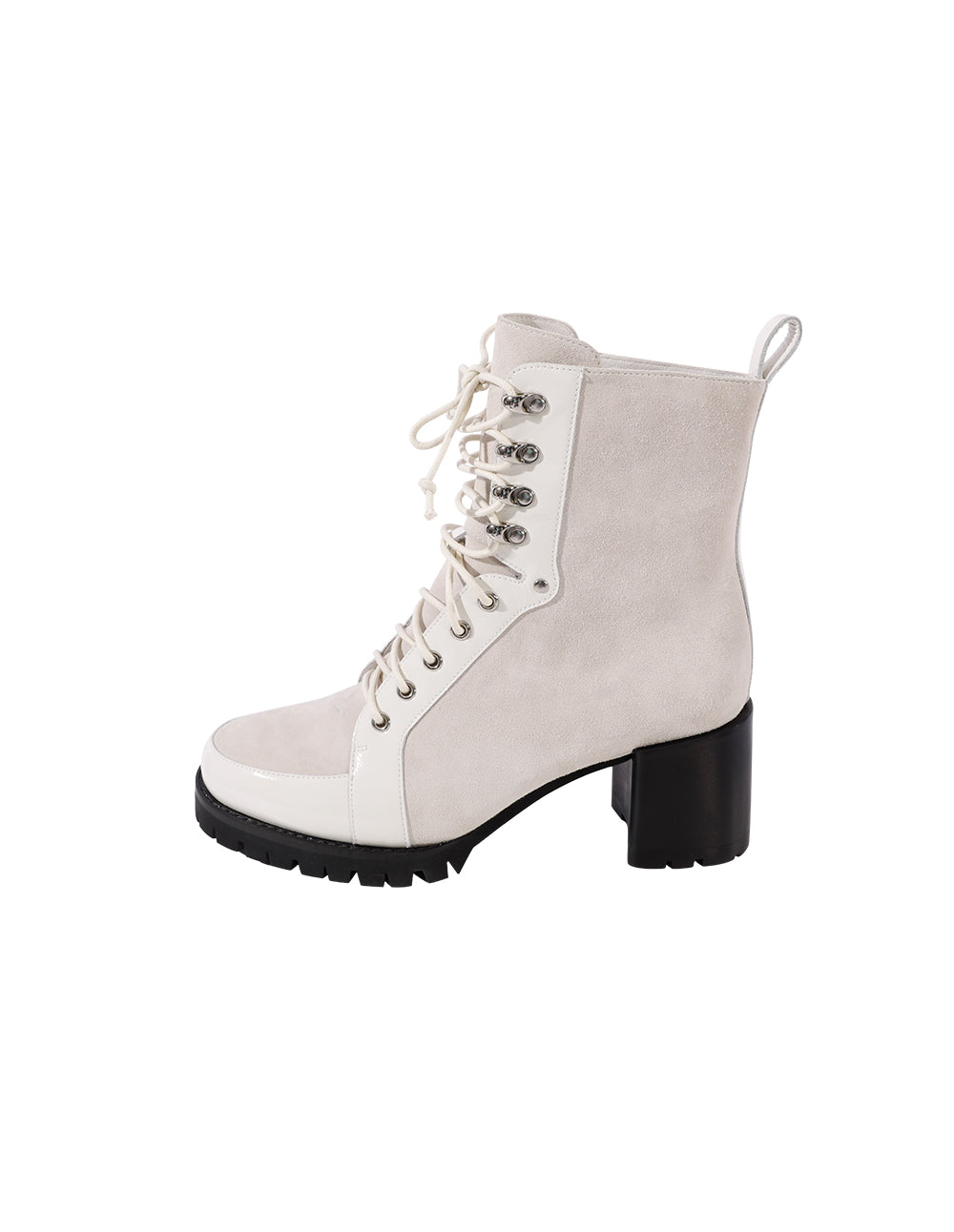 MARYLING Lime White Sheepskin Stitching Shallow Boots