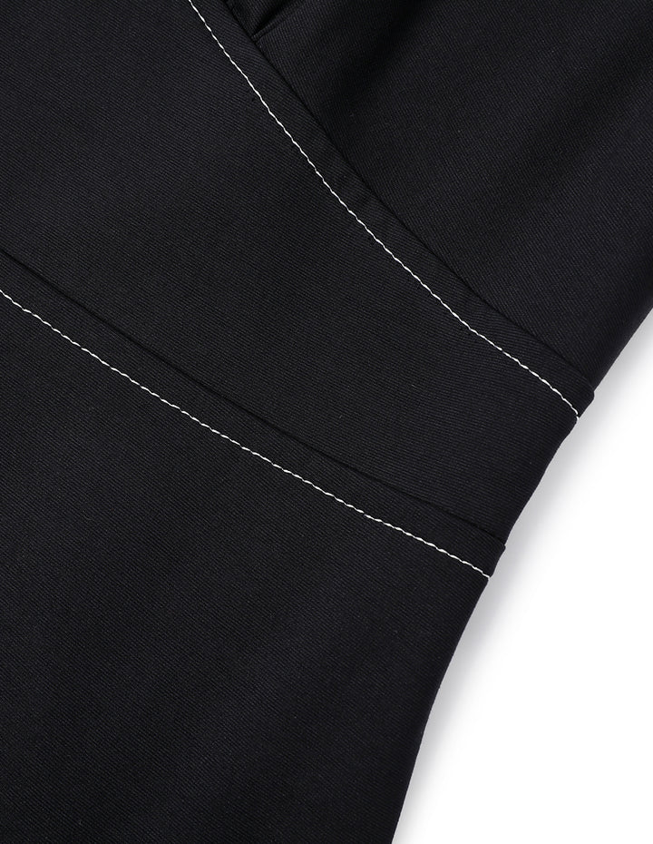 MARYLING Black And White Contrast Thread Knit Dress