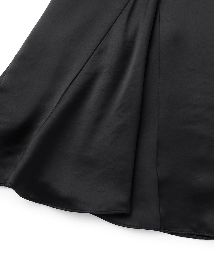 MARYLING Black V Neck Side Tie Mermaid Dress