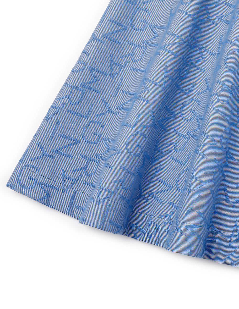 MARYLING V-Neck Puff Short-Sleeved High Waistline Blue Denim Shirt Dress