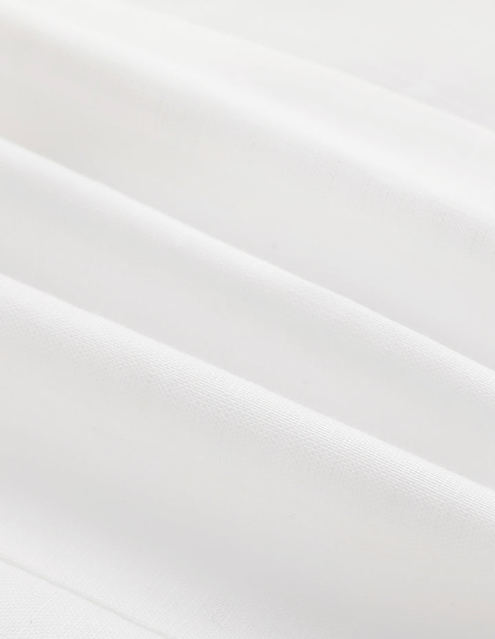 MARYLING White Puff Neck Pleated Pleated Top