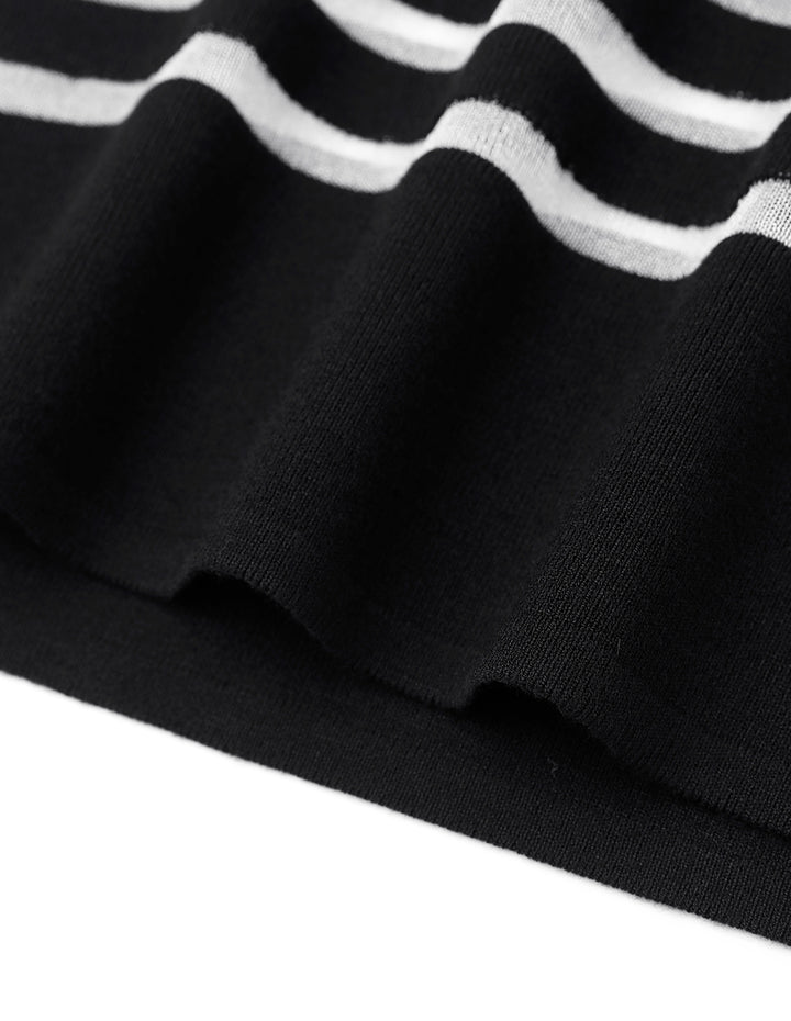 MARYLING Black And White Horizontal Detail Knitted Skirt